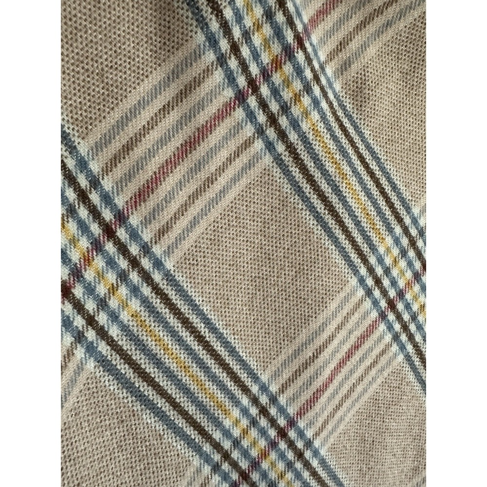 Faux Fur Collar Cropped Cape Poncho Beige Tartan Plaid - Picture 5 of 10